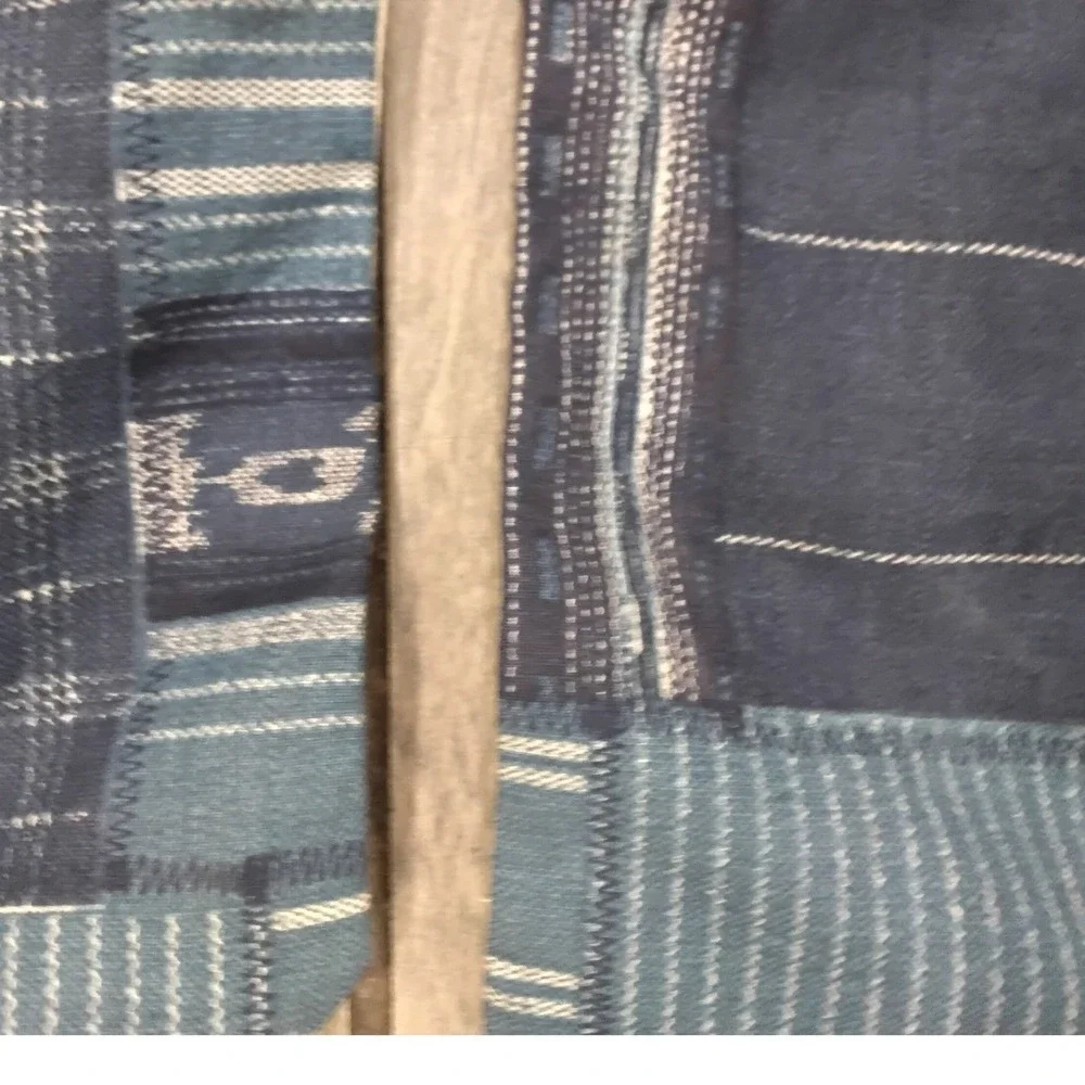 Artisanal Indigo Patchwork Split Leg‎ Half Apron Blue Multi Woven Tie Waist